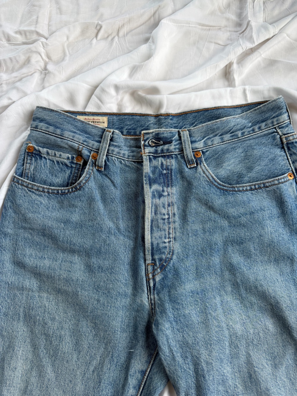 Levi’s Premium 501 Original Cropped Jeans W28 L28 Button Fly “Jokes on You”wash - Picture 3 of 13